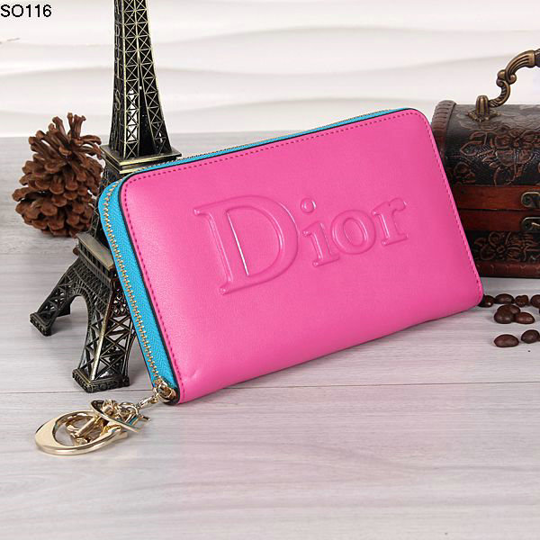 dior wallet calfksin leather 116 rosered&blue - Click Image to Close